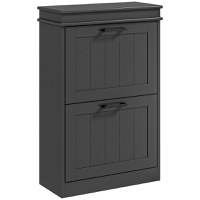 HOMCOM Dulap pentru Pantofi cu 2 Sertare pentru 10 Perechi de Pantofi, Mobilier cu Raft Reglabil, 54x24x82,5 cm, Negru | Aosom Romania - 1