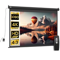 HOMCOM Ecran de Proiecție 100 inch, Format 4:3 Reglabil cu Telecomandă, Ecran de Proiecție Compact, 203x152 cm, Negru | Aosom Romania - 1