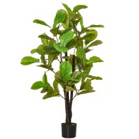 HOMCOM Ficus Artificial 130 cm de Interior si Exterior, Planta Artificiala cu efect Realist cu 78 de Frunze - 1