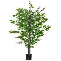 HomCom ficus artificial, ghiveci inclus, 135 cm, verde | Aosom Ro - 1