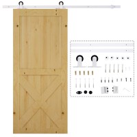 HOMCOM Kit de Feronerie de 6' Rustic pentru Interior pentru Montaj Usa Glisanta de Hambar, Alb | Aosom Romania - 1