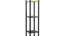 HOMCOM Lampă de podea cu rafturi pentru cărți, Design Modern, 3 Nivele, Cablu Metalic, 26x26x160cm, Negru-Alb | Aosom Romania