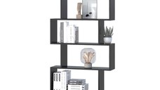 Homcom Librarie Design Modern in Lemn cu 6 Rafturi, Negru, 80x23x192cm