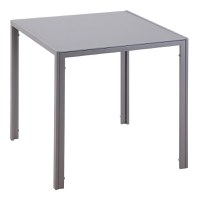 HOMCOM Masa moderna patrata pentru bucatarie si sufragerie, structura din metal si blat din sticla securizata, 75x75x75cm, Gri - 1