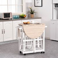 HomCom Masa pliabila, masa pe roti, set masa cu 2 scaune, mobilier de bucatarie | AOSOM RO - 1