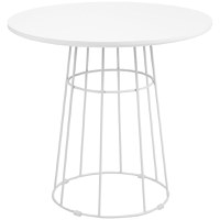 HOMCOM Masa Rotunda pentrru 4 Persoane cu Structura din Otel si MDF, Ø80.5x74.6cm, Alba - 1