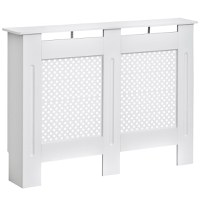 HOMCOM Mască pentru Calorifer Grilaj din Lemn 111.5x82x19 cm Alb | Aosom Romania - 1