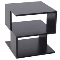 HOMCOM Masuta de cafea joasa cu 3 Etajere, Masuta de Cafea din Lemn, Mobilier Modern cu Economisire a spatiului, Negru, 40x40x43cm - 1