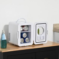 HOMCOM Mini-frigider de 4L/6 cutii, Racitor si incalzitor portabil AC+DC pentru produse de ingrijire a tenului, machiaje | AOSOM RO - 1