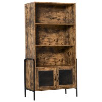 HOMCOM Mobilier Biblioteca Design Industrial cu Etajere si Dulapior din Lemn si Metal, Maro Rustic si Negru, 81x40x160cm - 1