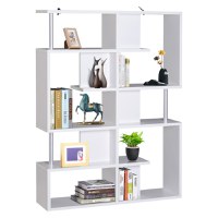 Homcom Mobilier cu Rafturi Librarie 5 Niveluri in Lemn, Alb, 120x28.6x160cm - 1