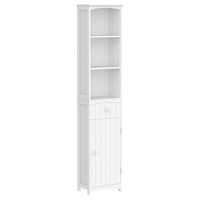 HOMCOM Mobilier de Baie Tip Coloană Alb cu Design Compact pentru Spațiu de Stocare Optimizat | Aosom Romania - 1