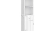 HOMCOM Mobilier de Baie Tip Coloană Alb cu Design Compact pentru Spațiu de Stocare Optimizat | Aosom Romania