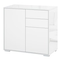 HOMCOM Mobilier Dulapior Multifunctional 2 Sertare si 2 Dulapioare, Deschidere prin Presiune, Mobilier pentru Sufragerie, Bucatarie, Birou - 1