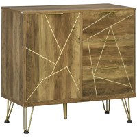 HOMCOM Mobilier multifunctional cu dulap si 3 sertare, dulap de living si dormitor din lemn si otel, 84x39x80,7cm, bronz - 1