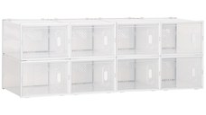 HOMCOM Mobilier pentru Încălțăminte cu Ventilație, 8 Cuburi din Plastic PP, Alb și Transparent, 28x36x21cm, Design Modern | Aosom Romania