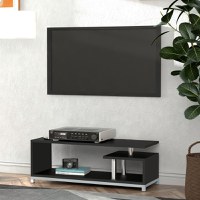 HomCom Mobilier TV din Lemn, Negru, 114x40x40.5cm - 1