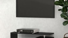 HomCom Mobilier TV din Lemn, Negru, 114x40x40.5cm