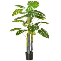 HOMCOM Monastera Planta Artificiala de Interior si Exterior, Planta Artificiala cu efect Realist cu 20 de Frunze, 120 cm - 1