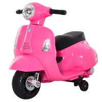 HOMCOM Motocicleta Electrica cu Licenta Oficiala Vespa Baterie 6V Faruri si Claxon pentru Copii cu varste cuprinse intre 18-36 luni ,66.5x38x52cm - 1