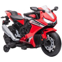 HOMCOM Motocicletă Electrică pentru Copii cu Baterie Reîncărcabilă 6V, Viteză 3 km/h, Muzică și Roți, 90x44x52 cm, Roșie | Aosom Romania - 1