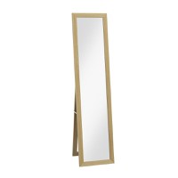 HOMCOM Oglinda cu Rama din MDF cu Picioare si Carlige pentru Utilizare pe Zid sau pe Perete, 37x40x155 cm, Culoare Lemn Natur si Transparent - 1