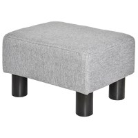 HOMCOM Otoman din stofă Scaun dreptunghiular mic căptușit pentru sufragerie și sufragerie, 40x30x24cm, de culoare gri - 1