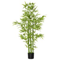 HOMCOM Planta Artificiala de Bambus 150 cm cu Ghveci Inclus, Planta Artificiala cu Aspect Realist pentru Interior si Exterior - 1