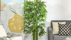 HOMCOM planta artificiala de bambus, cu ghiveci, 160cm, verde | Aosom Ro