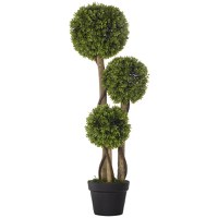 HOMCOM Plante artificiale decorative buxus taiat sferic in ghiveci, plante artificiale pentru decor de interior si exterior, 90 cm | AOSOM RO - 1