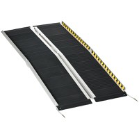 HOMCOM Rampă pentru Scaun cu Rotile, Rampă de Prag Pliabilă din Aluminiu cu Suprafață Antiderapantă, 152x73,6x5,1 cm, Negru | Aosom Romania - 1