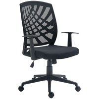 HOMCOM Scaun de Birou Ergonomic cu Înălțime Reglabilă, Scaun de Birou Pivotant cu Balansoar și Țesătură din Plasă Respirabilă, 58x56x106.5 cm, Negru - 1