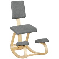 HOMCOM Scaun Ergonomic cu Mișcare de Legănare, Scaun Ergonomic Postural din Țesătură, 51x84x93 cm, Gri | Aosom Romania - 1