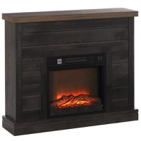 HOMCOM Șemineu Electric cu Flacără 3D, Oprire Automată, Încălzire Reglabilă și Temporizator, 96,5x22x81,7 cm, Maro | Aosom Romania - 1