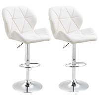 HomCom set 2 scaune de bar pivotante, albe | AOSOM RO - 1