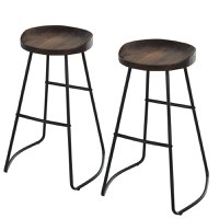 HOMCOM Set 2 Scaune de Bar Stil Industrial cu Design Ergonomic Maro 49.5x44x71 cm | Aosom Romania - 1