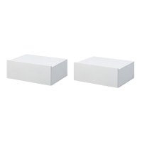 HOMCOM Set de 2 Noptiere Suspendate pentru Dormitor, Noptiere Moderne cu Fixare la Perete, din Lemn Alb 40x30x15cm - 1