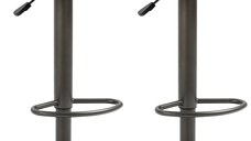 HOMCOM Set de 2 scaune de bar cu suport pentru picioare, scaune de bucatarie pivotante cu inaltime reglabila, 35x36x64-85cm, maro