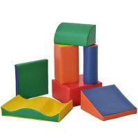 HOMCOM Set de 7 Blocuri de Construcție Moi pentru Copii, Joc Educativ pentru Copii 1-3 Ani, 40x40x20 cm, Multicolor | Aosom Romania - 1