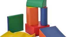 HOMCOM Set de 7 Blocuri de Construcție Moi pentru Copii, Joc Educativ pentru Copii 1-3 Ani, 40x40x20 cm, Multicolor | Aosom Romania