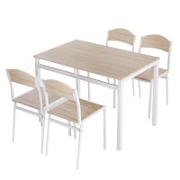 HOMCOM Set de Masa cu 4 Scaune din Metal si MFD, mobilier pentru bucatarie | AOSOM RO - 1