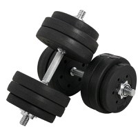 HOMCOM Set Gantere Versatile 30kg, Antrenament Musculare Acasă, 16 Discuri Oțel și Plastic, Negru și Roșu | Aosom Romania - 1