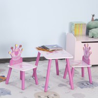HomCom set masa si 2 scaune pentru copii 3-8 ani, roz | AOSOM RO - 1