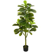 HOMCOM Smochin-lira artificial in ghiveci, Plante Ficus artificial pentru interior, exterior, 90 cm, verde | AOSOM RO - 1