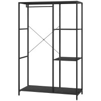 HOMCOM Suport pentru Haine cu Spațiu de Depozitare pantofi și Balustradă Suspendată, Suport 2-în-1 pentru hol, intrare, 110x45x169.5 cm, Negru - 1