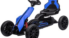 Kart cu pedale pentru copii cu vârsta de 3-8 ani cu scaun reglabil în 4 poziții și roți EVA, 100x58x58,5cm, albastru-negru HOMCOM | Aosom RO