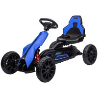 Kart cu pedale pentru copii cu vârsta de 3-8 ani cu scaun reglabil în 4 poziții și roți EVA, 100x58x58,5cm, albastru-negru HOMCOM | Aosom RO - 1