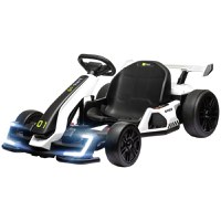 Kart electric pentru copii cu vârsta între 6-12 ani 24V 12km/h cu scaun reglabil, Drift Go-kart cu claxon, lumini, alb HOMCOM | Aosom RO - 1