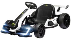 Kart electric pentru copii cu vârsta între 6-12 ani 24V 12km/h cu scaun reglabil, Drift Go-kart cu claxon, lumini, alb HOMCOM | Aosom RO