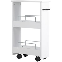 kleankin Carucior multifunctional pentru economisirea spatiului pentru baie si bucatarie, carucior din lemn MDF | AOSOM RO - 1